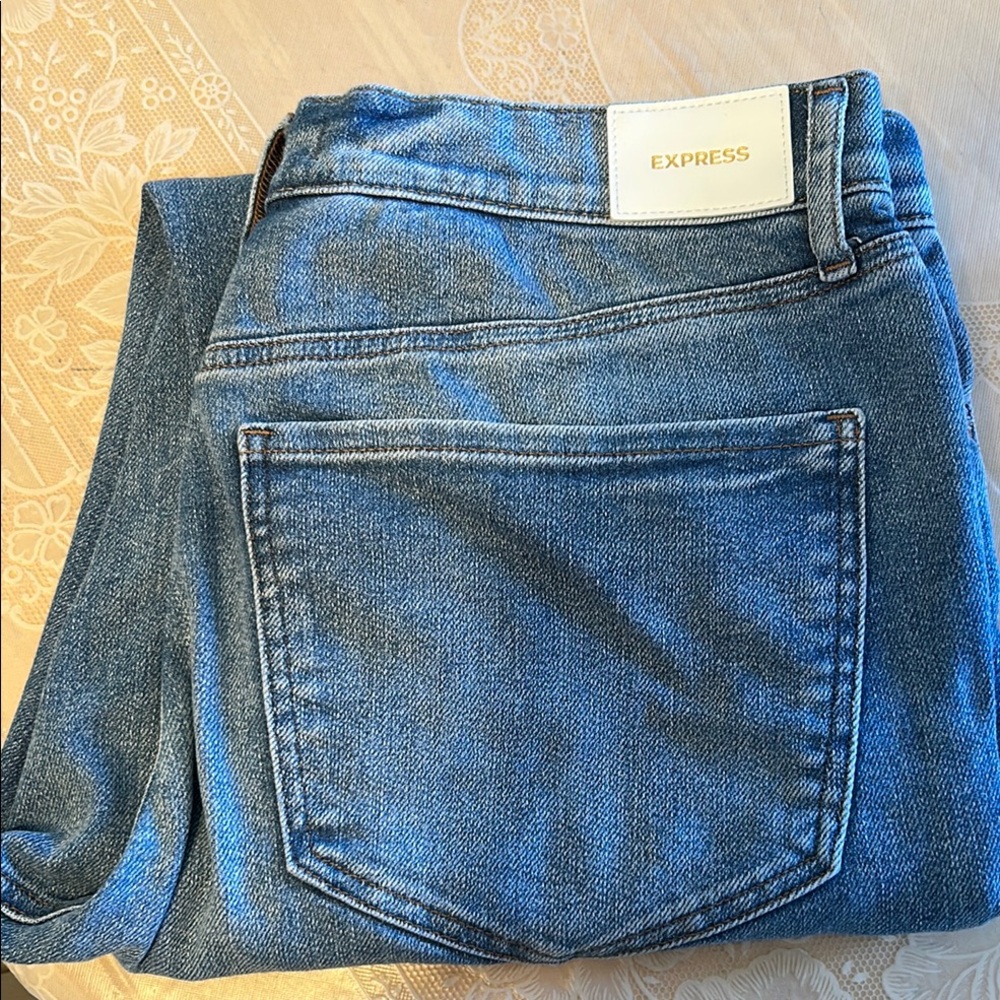Express Distressed Skinny High Rise Jeans